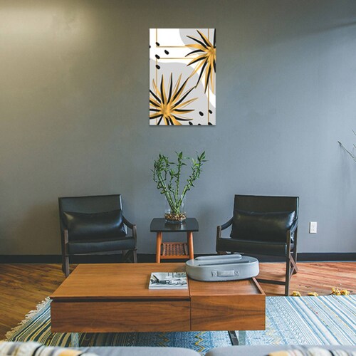 Cuadro Decorativo Hojas Doradas Minimalistas #90 de 80 X 120 cm