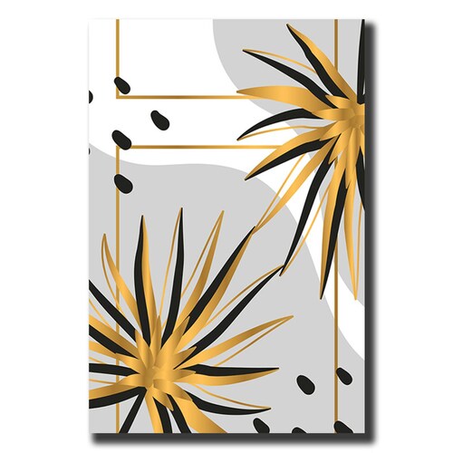 Cuadro Decorativo Hojas Doradas Minimalistas #90 de 80 X 120 cm