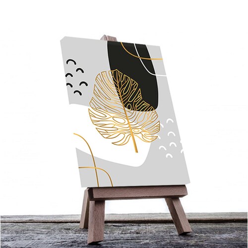 Cuadro Decorativo Hojas Doradas Minimalistas #99 de 30 X 45 cm