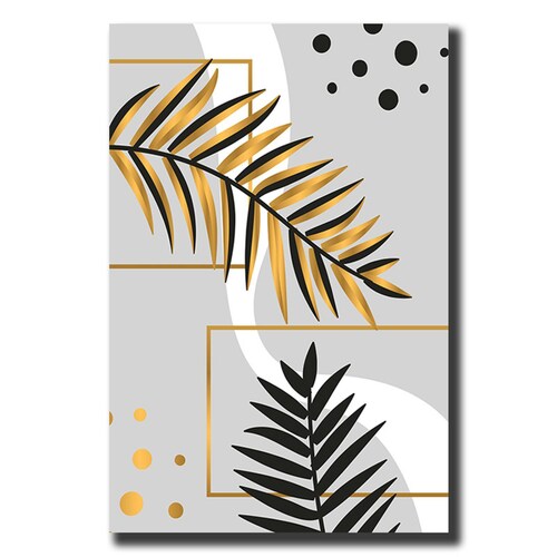 Cuadro Decorativo Hojas Doradas Minimalistas #100 de 80 X 120 cm
