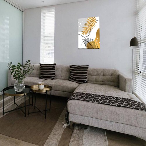 Cuadro Decorativo Hojas Doradas Minimalistas #101 de 60 X 90 cm.