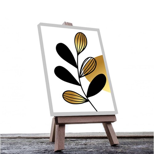 Cuadro Decorativo Hojas Doradas Minimalistas #103 de 30 X 45 cm.
