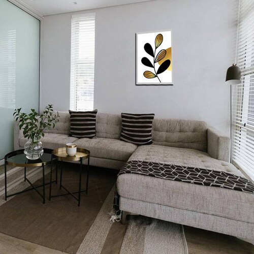 Cuadro Decorativo Hojas Doradas Minimalistas #103 de 30 X 45 cm.