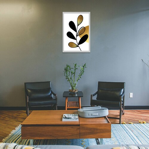 Cuadro Decorativo Hojas Doradas Minimalistas #103 de 30 X 45 cm.