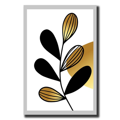 Cuadro Decorativo Hojas Doradas Minimalistas #103 de 30 X 45 cm.