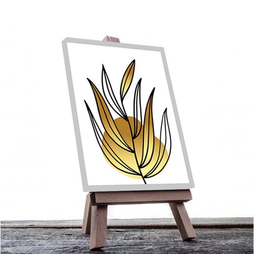 Cuadro Decorativo Hojas Doradas Minimalistas #104 de 60 X 90 cm.