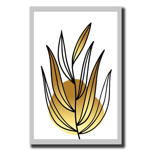 Cuadro Decorativo Hojas Doradas Minimalistas #104 de 60 X 90 cm.