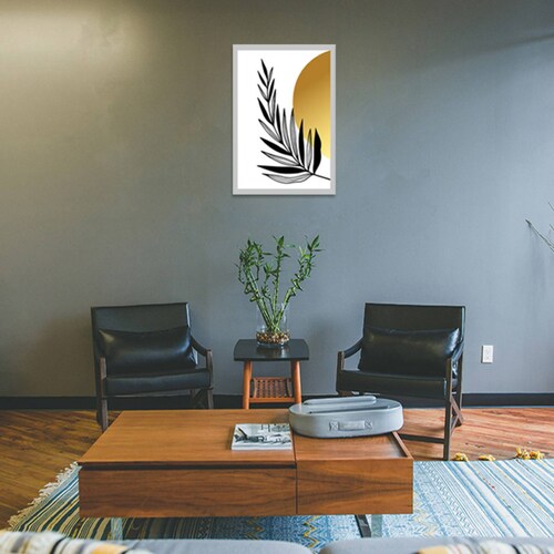 Cuadro Decorativo Hojas Doradas Minimalistas #106 de 40 x 60 cm