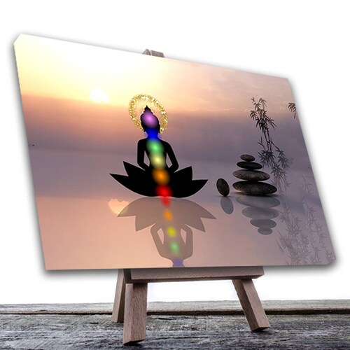 Cuadro Decorativo Holistico Leon y Colores Chakras 90 X 60.