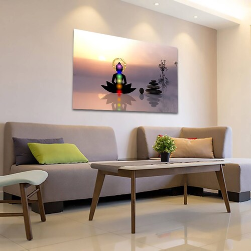 Cuadro Decorativo Holistico Leon y Colores Chakras 90 X 60.