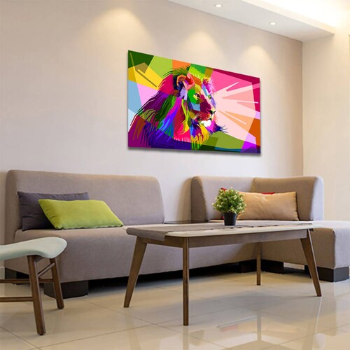 Cuadro Decorativo Holistico Leon y Colores Chakras 120 X 80