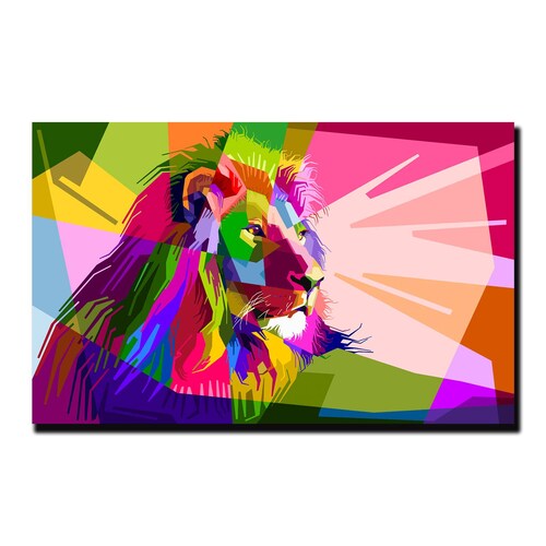 Cuadro Decorativo Holistico Leon y Colores Chakras 120 X 80