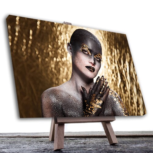 Cuadro Decorativo Mujer en Dorado Moderno # 35 60 X 40