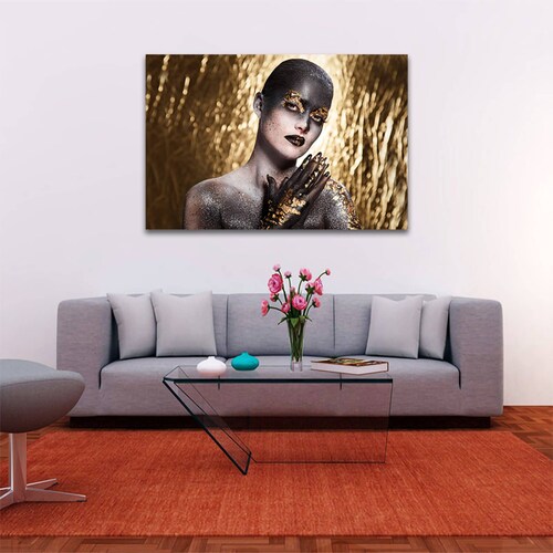 Cuadro Decorativo Mujer en Dorado Moderno # 35 60 X 40