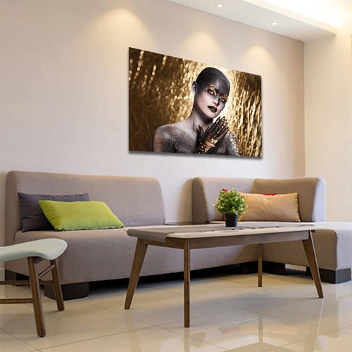Cuadro Decorativo Mujer en Dorado Moderno # 35 60 X 40