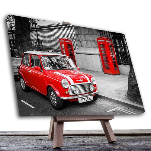 Cuadro Decorativo Londres Blanco Y Negro Con Vivos Rojos #9 90 X 60