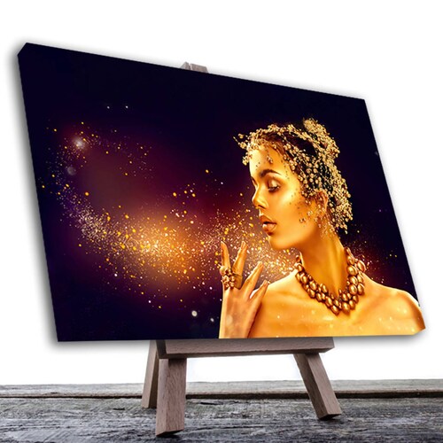 Cuadro Decorativo Mujer en Dorado Moderno # 37 45 X 30