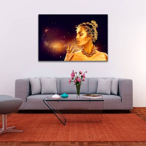 Cuadro Decorativo Mujer en Dorado Moderno # 37 45 X 30
