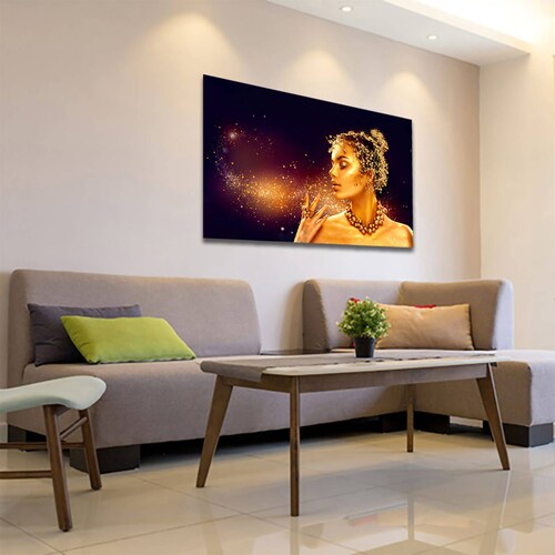 Cuadro Decorativo Mujer en Dorado Moderno # 37 45 X 30