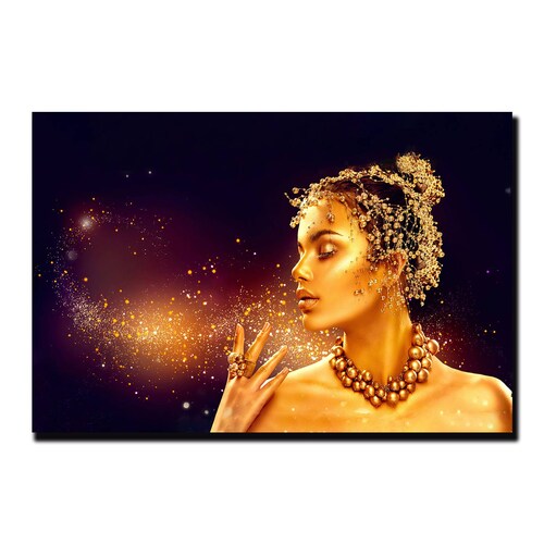 Cuadro Decorativo Mujer en Dorado Moderno # 37 45 X 30