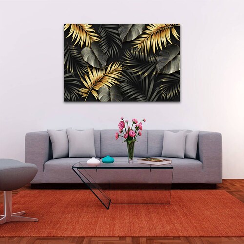 Cuadro Decorativo Hojas Dorados Moderno # 59 45 X 30
