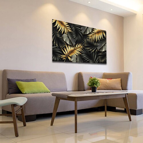 Cuadro Decorativo Hojas Dorados Moderno # 59 45 X 30