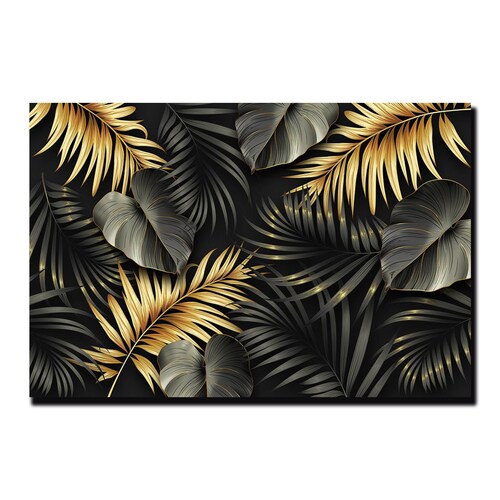 Cuadro Decorativo Hojas Dorados Moderno # 59 45 X 30
