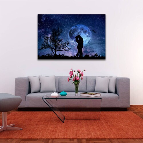 Cuadro Decorativo Romántico Pareja Bajo La Luna 135 X 90