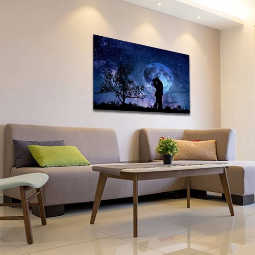 Cuadro Decorativo Romántico Pareja Bajo La Luna 135 X 90