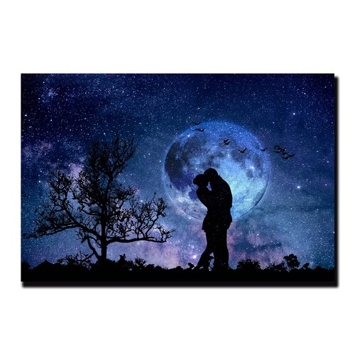 Cuadro Decorativo Romántico Pareja Bajo La Luna 135 X 90