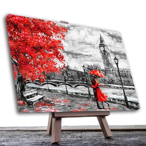Cuadro Decorativo Pareja Blanco Y Negro Con Vivos Rojos #13 135 X 90