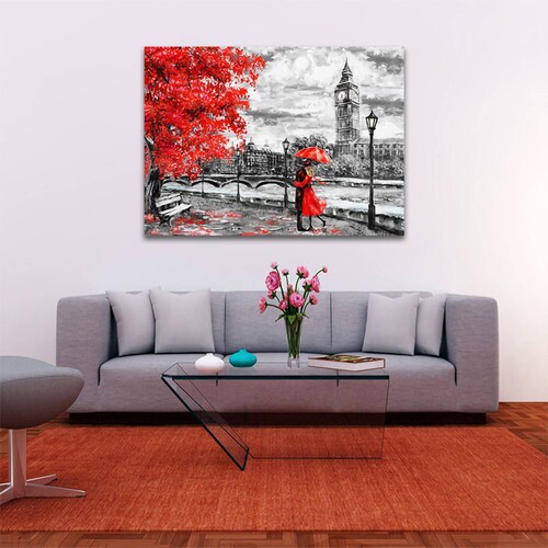 Cuadro Decorativo Pareja Blanco Y Negro Con Vivos Rojos #13 135 X 90