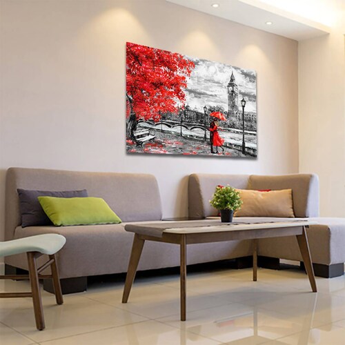 Cuadro Decorativo Pareja Blanco Y Negro Con Vivos Rojos #13 135 X 90