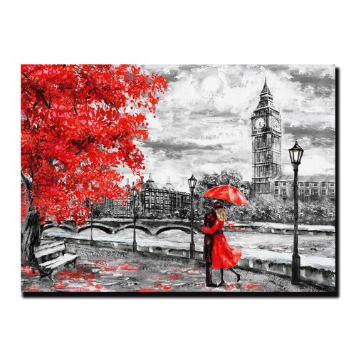 Cuadro Decorativo Pareja Blanco Y Negro Con Vivos Rojos #13 135 X 90