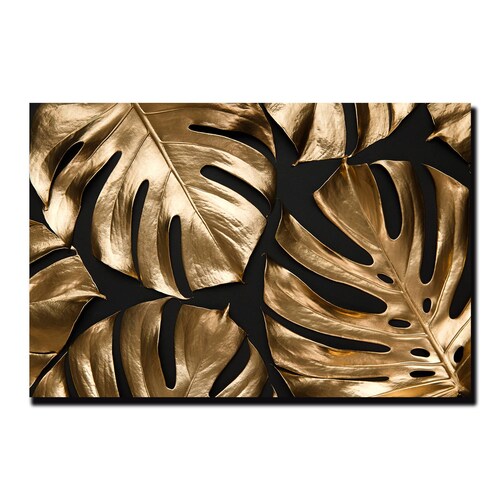 Cuadro Decorativo Hojas Dorados Moderno # 52 135 X 90