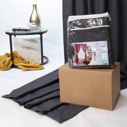 Bela Juego de Cortinas 4 Piezas Fiore 230 Alto x 280 Ancho (Gris)