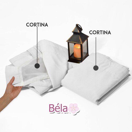 Bela Juego de 2 Cortinas Gala Doble Tela + 2 Velos para un cortinero (Blanco)