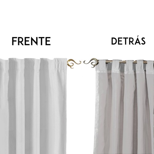 Bela Juego de 2 Cortinas Gala Doble Tela + 2 Velos para un cortinero (Blanco)