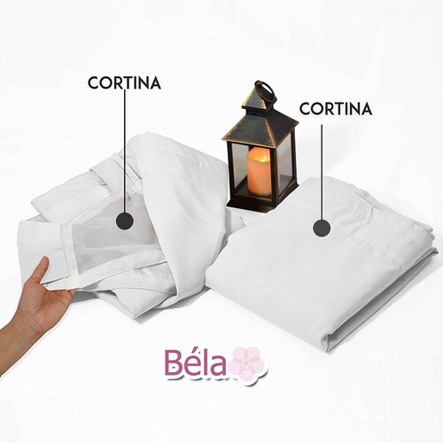 Bela Juego de 2 Cortinas Gala Doble Tela + 2 Velos para un cortinero (Blanco)