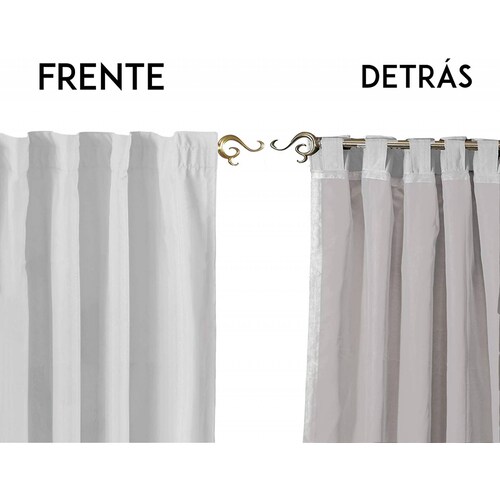 Bela Juego de 2 Cortinas Gala Doble Tela + 2 Velos para un cortinero (Blanco)