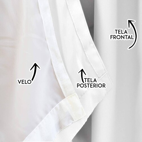 Bela Juego de 2 Cortinas Gala Doble Tela + 2 Velos para un cortinero (Blanco)