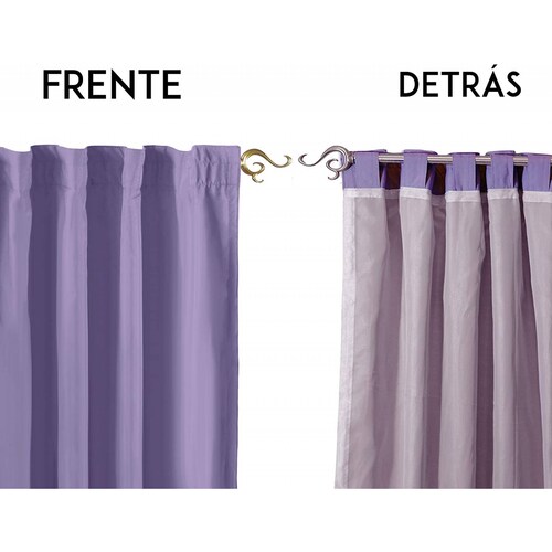 Bela Juego de 2 Cortinas Gala Doble Tela + 2 Velos para un cortinero (Lila)