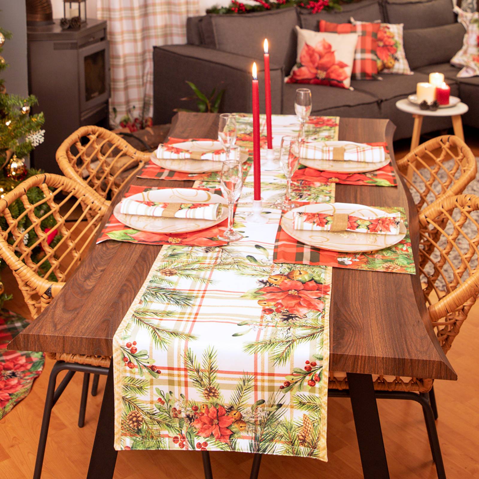 Camino De Mesa Béla Navideño Largo X 40cm (4 Sillas) Nochebuena