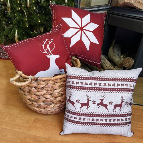 Set de 3 cojines Béla Navideños Doblevista 40cm Alto X 40cm Renos