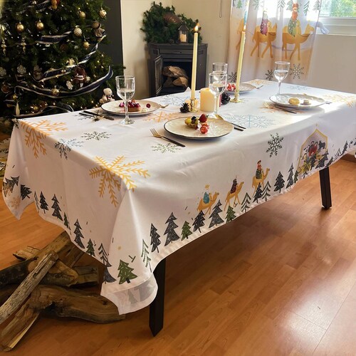 Mantel Béla Navideño 2.50m Largo X 1.45m Ancho (6 Sillas) Nacimiento