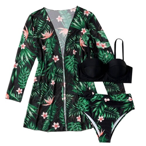 Traje de Baño Juego de Bikini 3 piezas con Salida de Playa