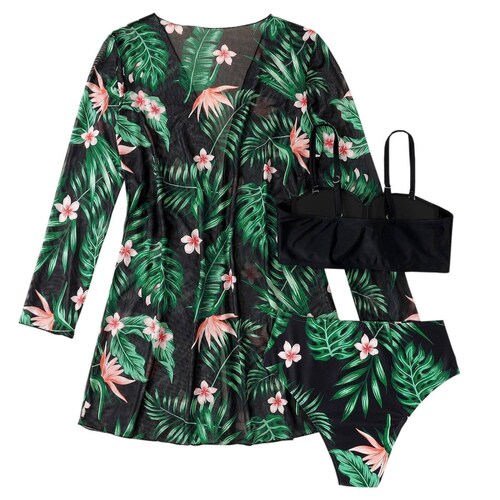 Traje de Baño Juego de Bikini 3 piezas con Salida de Playa
