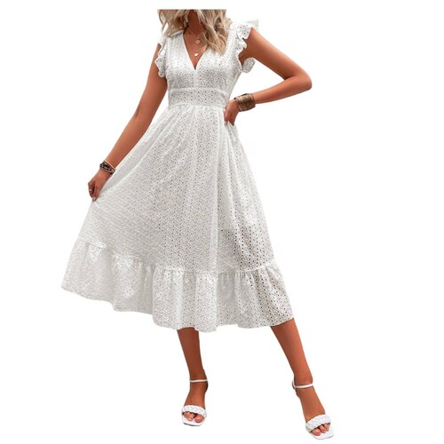 Vestido Blanco Casual de Playa o Fiesta Dama Mujer Bohemio