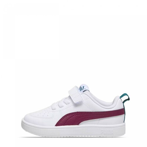 Tenis Casual Puma Rickie PS Color Blanco Guinda Para Niña.