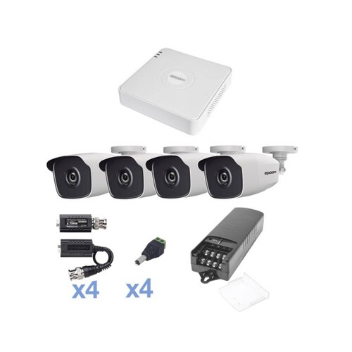KIT TurboHD 720p DVR 4 Canales 4 Cámaras Bala (exterior 2.8 mm)